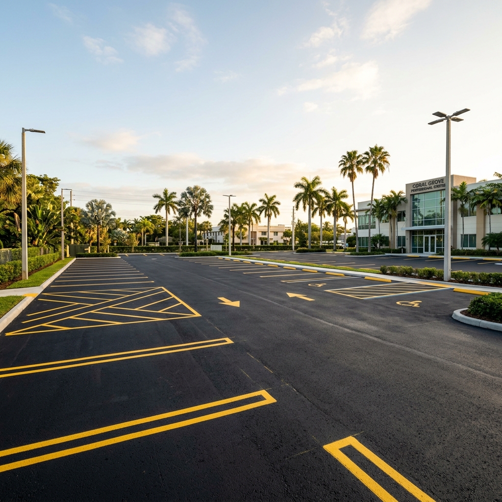 Commercial asphalt repair near Sawgrass Mills Mall in Sunrise